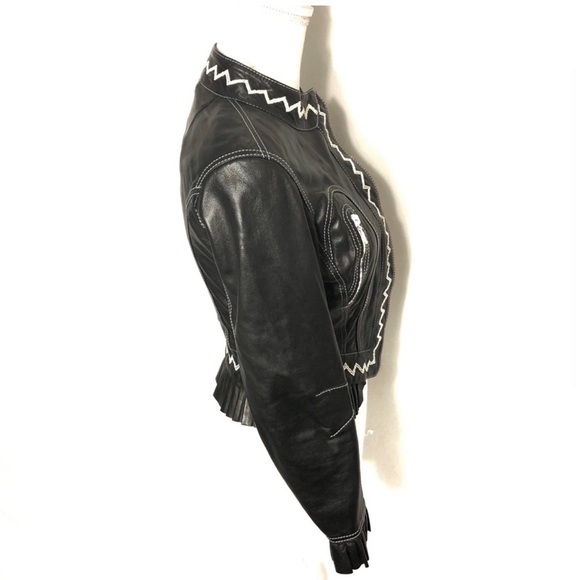 Foce 100% Leather Moto Jacket Sz 38 - Picture 2 of 5